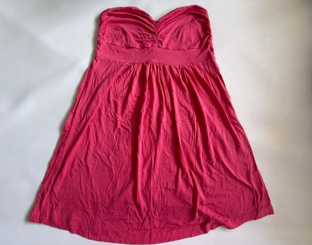 Poetry Clothing Pink Strapless Babydoll Dress SizeM Ruched Sweetheart Y2K Summer
